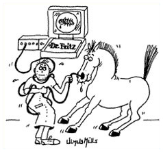 Zeichnung einer Bronchoskopie am Pferd