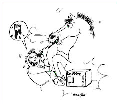 Zeichnung einer Endoskopie beim Pferd