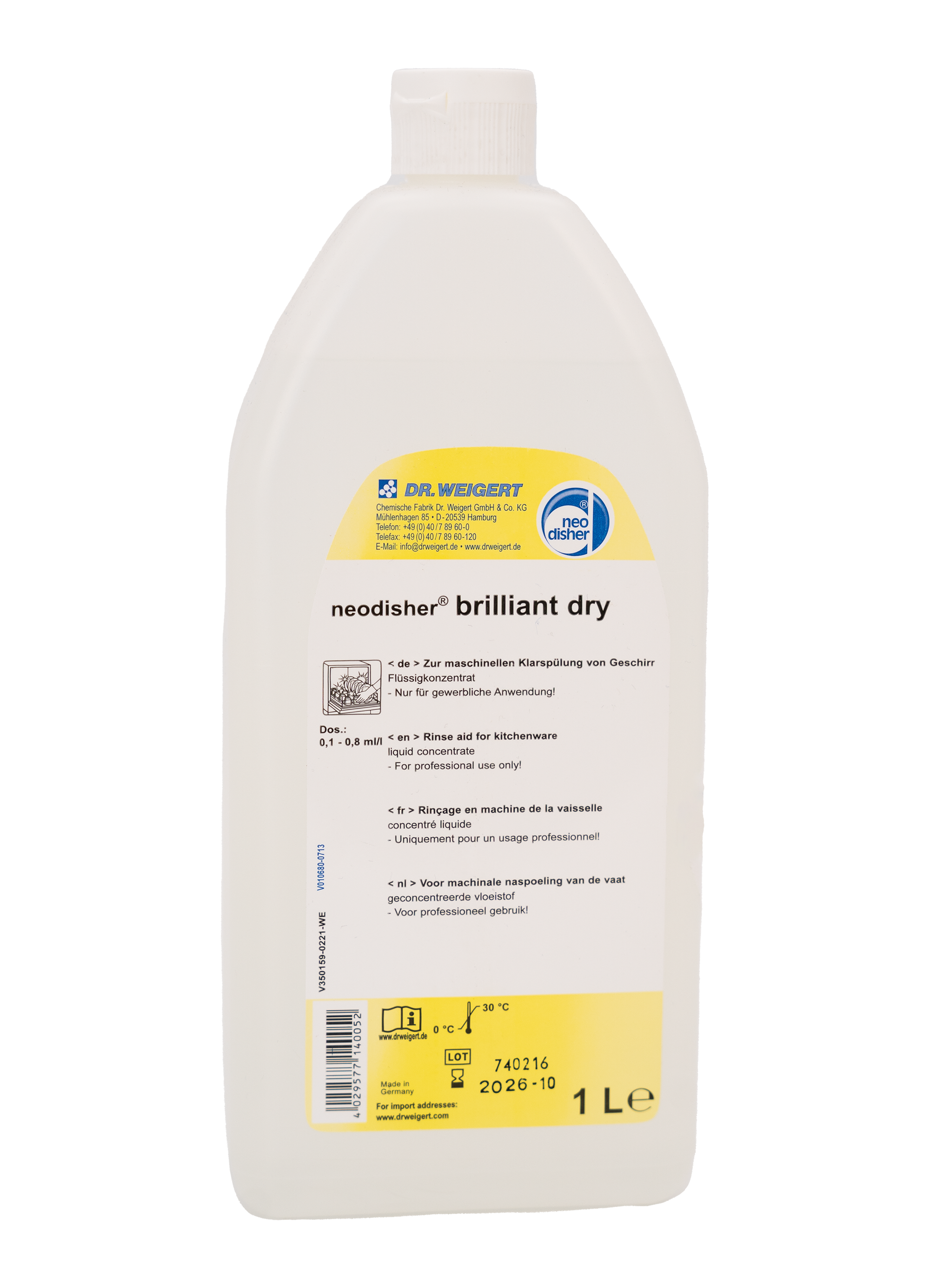 Erstes Bild von Dr. Fritz Spezial Klarspüler •  Für Instrumenten Spülmaschinen •  1 Liter Flasche




